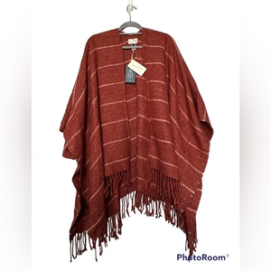 NWT Universal Thread orange rust stripe Ruana Kimono‎ Jacket Poncho OS